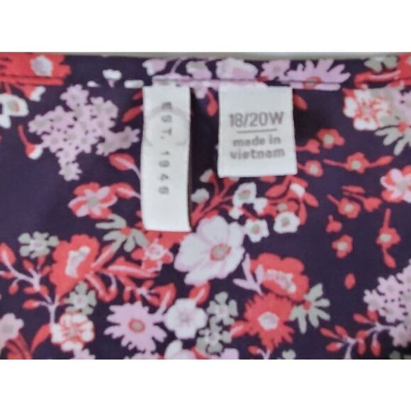 Est 1948 Tunic Blouse 18/20 Black Pink Floral V Neck Gathered 3/4 Sleeve - Picture 3 of 7